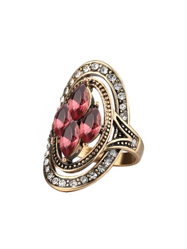 Retro style Antique Gold Plated Crystals Alloy Ring