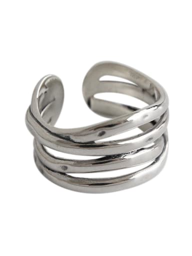 925 Sterling Silver With Antique Silver Plated Multi-layer texture free size Rings