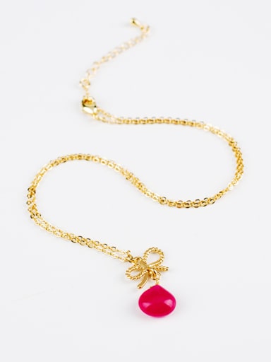 Exquisite Fuchsia Water Drop Shaped Gemstone Necklace