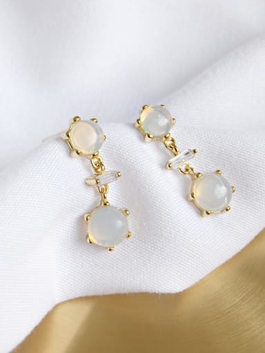 925 Sterling Silver With 18k Gold Plated opal Stud Earrings