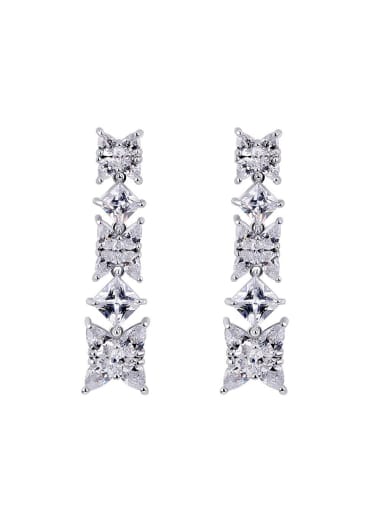 Fashion White Zircon 925 Silver Stud Earrings