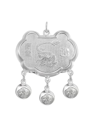 Ethnic style 999 Silver Zodiac Dragon Children Bells Longevity Lock Pendant