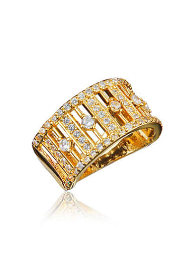 Shimmering 18K Gold Plated Zircon Copper Ring
