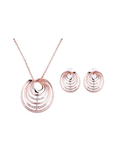 Alloy Rose Gold Plated Fashion Rhinestones Hollow Two Pieces Jewelry Set