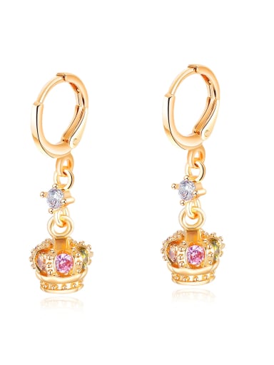 Copper With Gold Plated Personality Crown Earrings