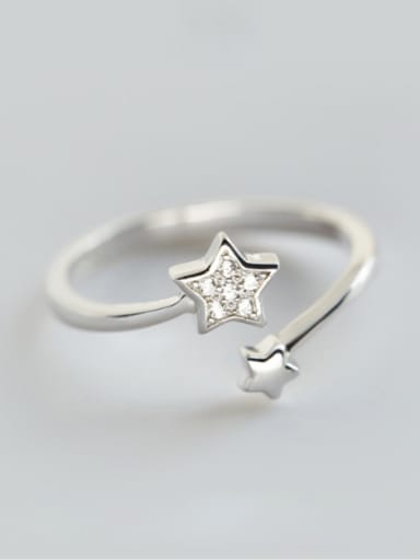 S925 silver sweet stars zircon opening ring