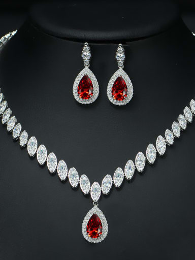 Luxury Shine  AAA Zircon Necklace Earrings 2 Piece jewelry set