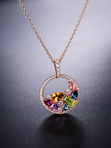 Fashion Multi-color Gemstones Round Necklace