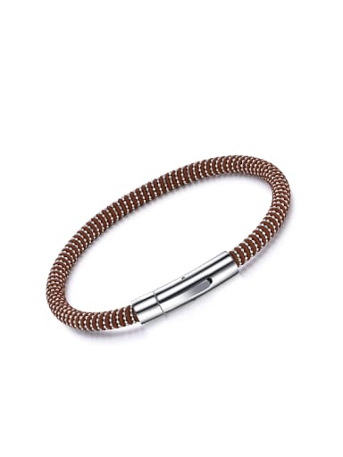 Retro style Artificial Leather Titanium Unisex Bracelet