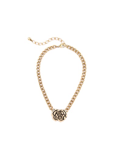 Gold Plated Flower-shape Pendant Women Necklace