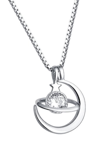 925 Sterling Silver With  Cubic Zirconia Personality Cosmic planet Necklaces
