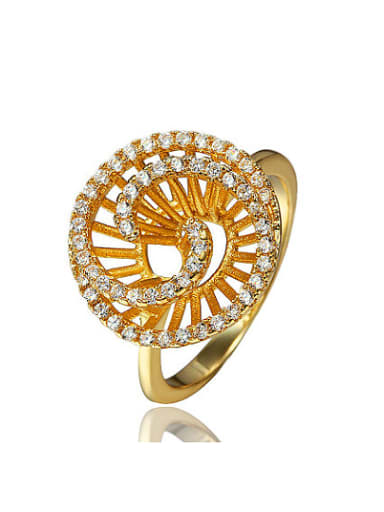 Glittering 18K Gold Plated Round Zircon Ring
