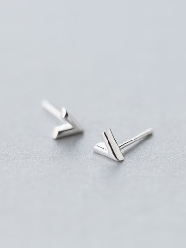 S925 silver V shape characters small stud Earring