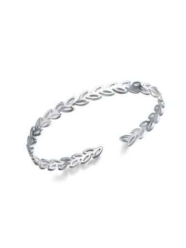 Hollow Leave Shaped S925 Silver Opening Bangle