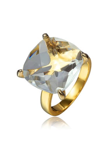 Anti-allergic Square Shaped 18K Gold Plated Ring