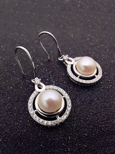 Fashion Freshwater Pearl Round Stud hook earring