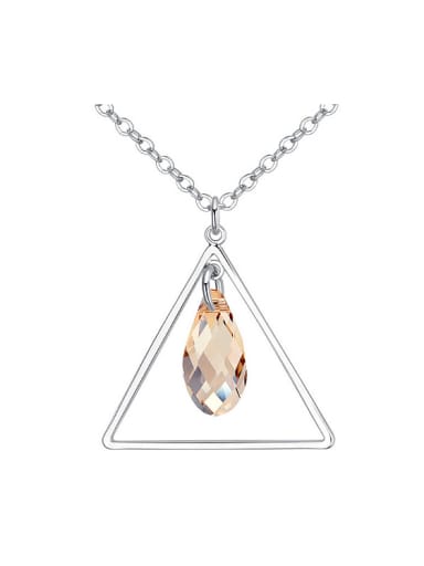 Simple Hollow Triangle Water Drop austrian Crystal Alloy Necklace