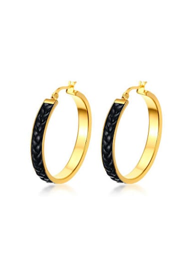 Exquisite Gold Plated Artificial Leather Titanium Clip Earrings