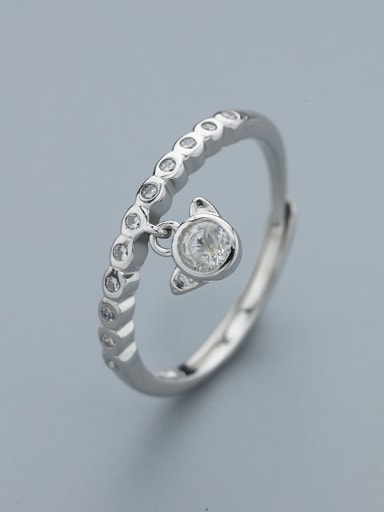Simple Personalized Cubic Zirconias 925 Silver Women Ring