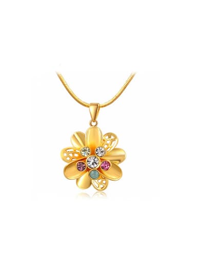 Fashion 18K Gold Sunflower Shaped Crystal Necklace