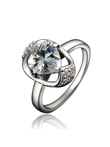 Trendy 18K Platinum Plated Heart Shaped Zircon Ring