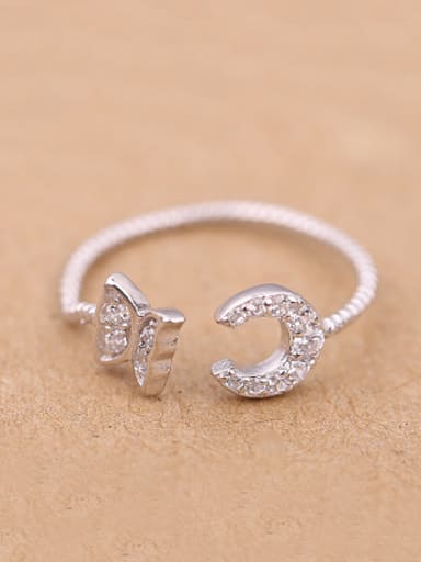 Butterfly Moon Rhinestones Opening Ring