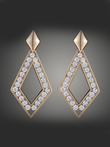 Fashion Cubic Rhinestones Hollow Geometrical Alloy Stud Earrings
