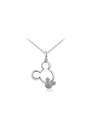 White Gold Plated Mickey Mouse Shaped Necklace