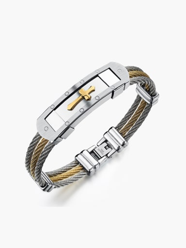 Fashion Cross Titanium Smooth Unisex Bracelet