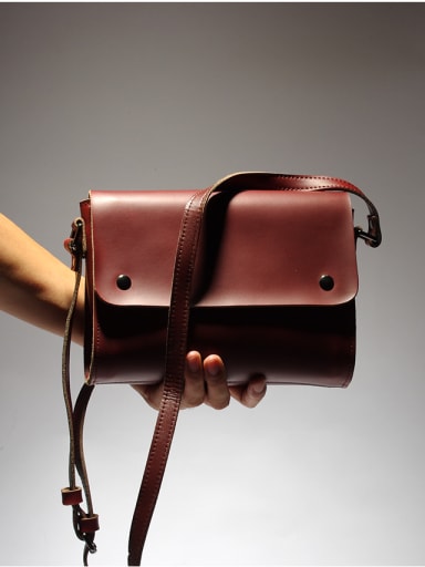 custom Crazy Horse Leather Retro Brown Crossbody Bag