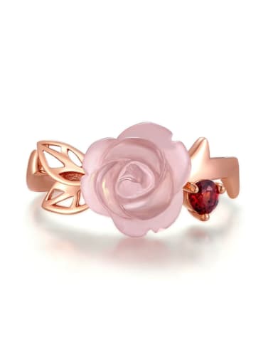 Natural Pink Crystal Rose Gold Plated Adjustable Ring