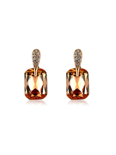 Champagne Square Austria Crystal Drop Earrings