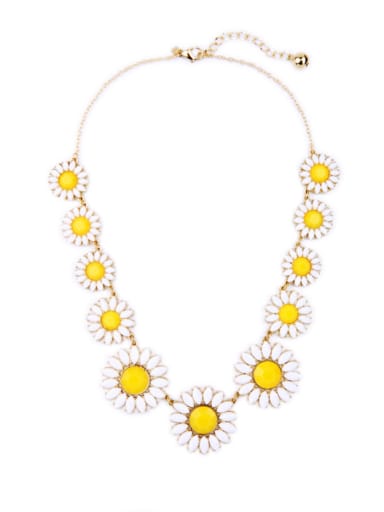 Alloy Gemstones Sun Flowers -Shaped Necklace