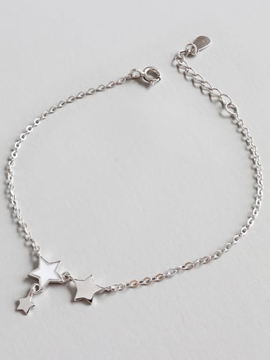 Sterling Silver White-enamel Star Bracelet