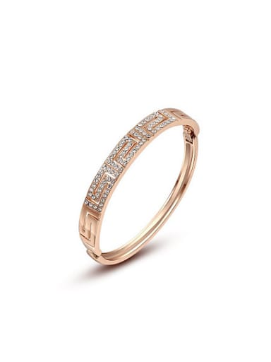 All-match Rose Gold Plated Crystal Bangle
