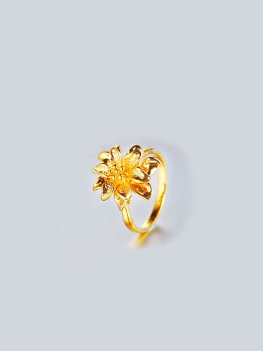 Copper Alloy Gold Plated Classical Flower Ring