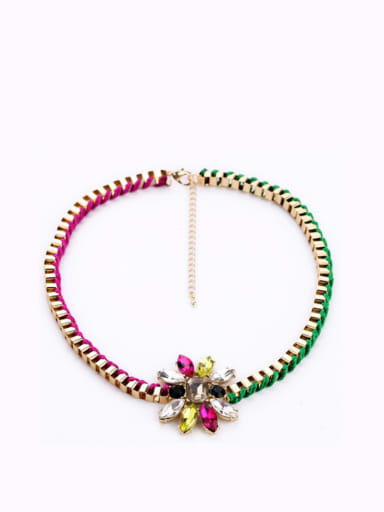 Colorful Knitting Flower Alloy Necklace