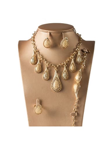 Hollow Water Drop Colorfast Four Pieces Jewelry Set