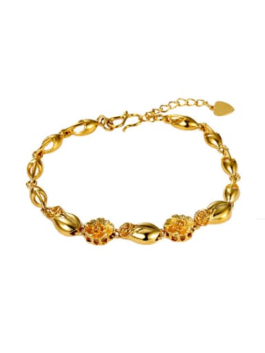 Copper Alloy 18K Gold Plated Vintage Flower Bracelet