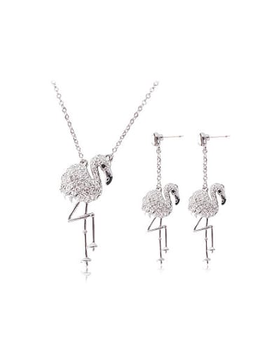 Alloy White Gold Plated Fashion Swan Rhinestones Two Pieces Jewelry Set