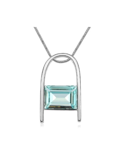 Personalized Rectangular austrian Crystal Lock Pendant Alloy Necklace