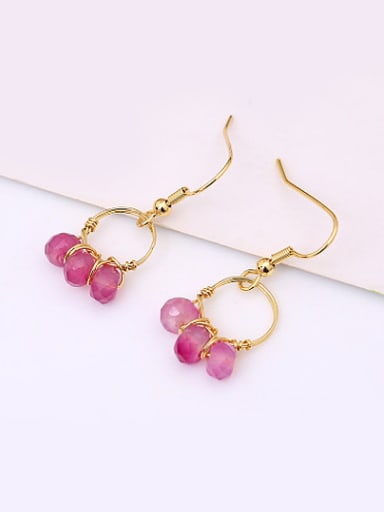 All-match Round Shaped Pink Gemstone Earrings