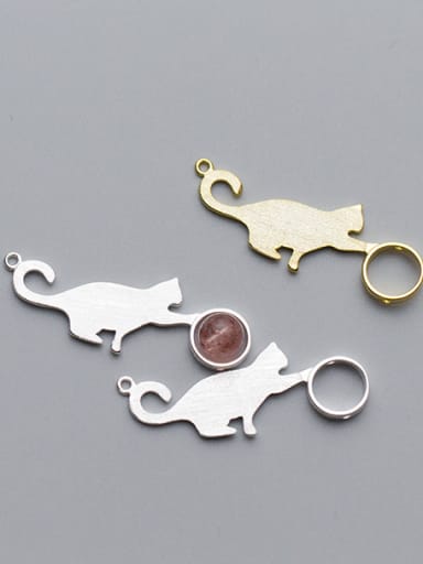 925 Sterling Silver With 18k Gold Plated Cute Cat Charms