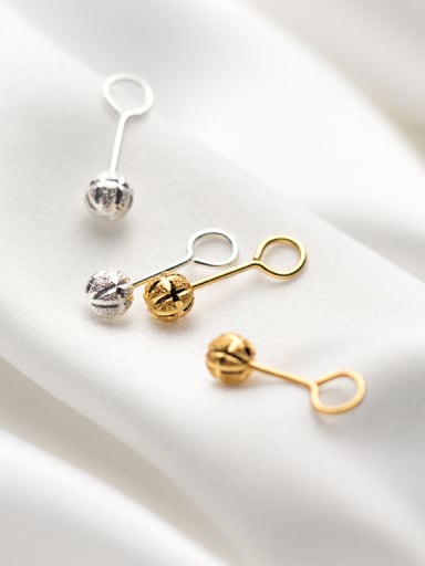 925 Sterling Silver With Gold Plated Rock Round Ball Pattern Ear Hook