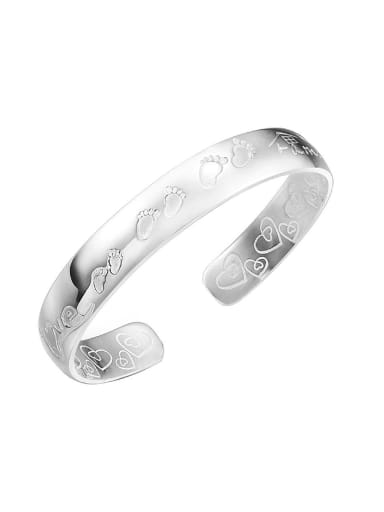 custom Bohemia style 999 Silver Little Footprints-etched Opening Bangle