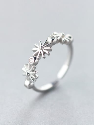 S925 silver flower opening Midi Ring