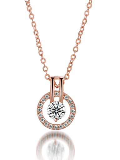 Fashion Cubic Zirconias Round Pendant Copper Necklace