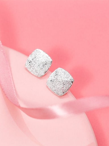 Simply Style Square Shaped Silver Stud Earrings