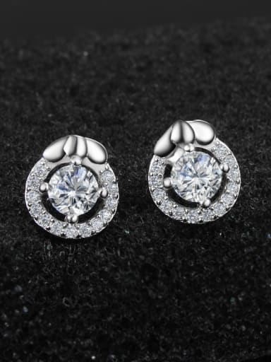 Fashion Tiny 925 Sterling Silver White Cubic Zirconias Stud Earrings