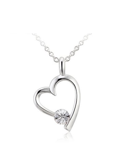 18K White Gold Austria Crystal Heart Shaped Necklace